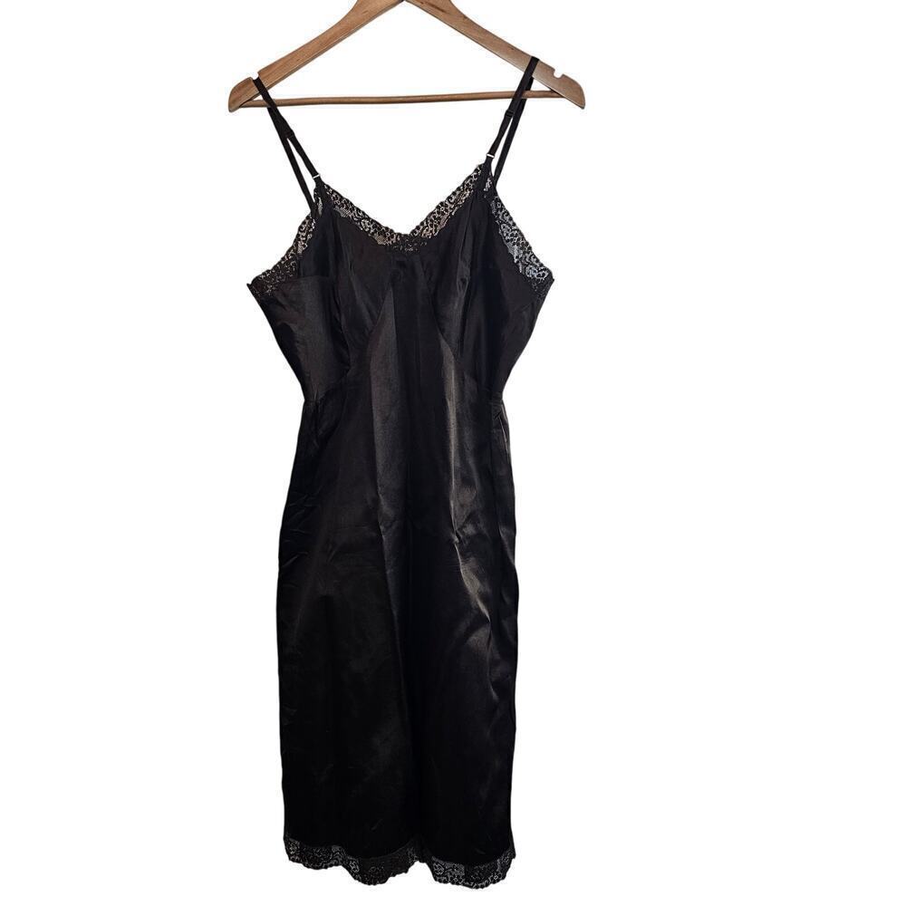 Vintage Mayfair Slip Dress Womens Medium Brown Silk Lace 80s Glam Fairy Coquette